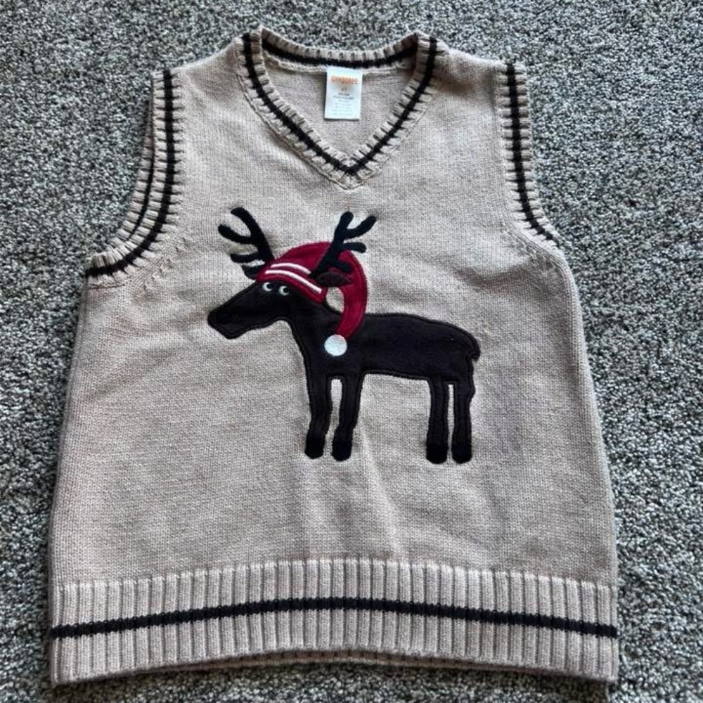 Gymboree Tan Reindeer Sweater Vest
